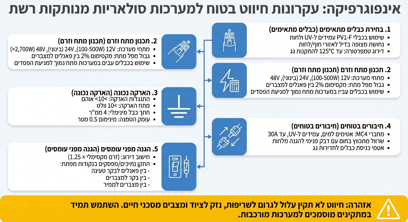 עקרונות חיווט בטוח במערכות סולאריות - 5 שלבים קריטיים