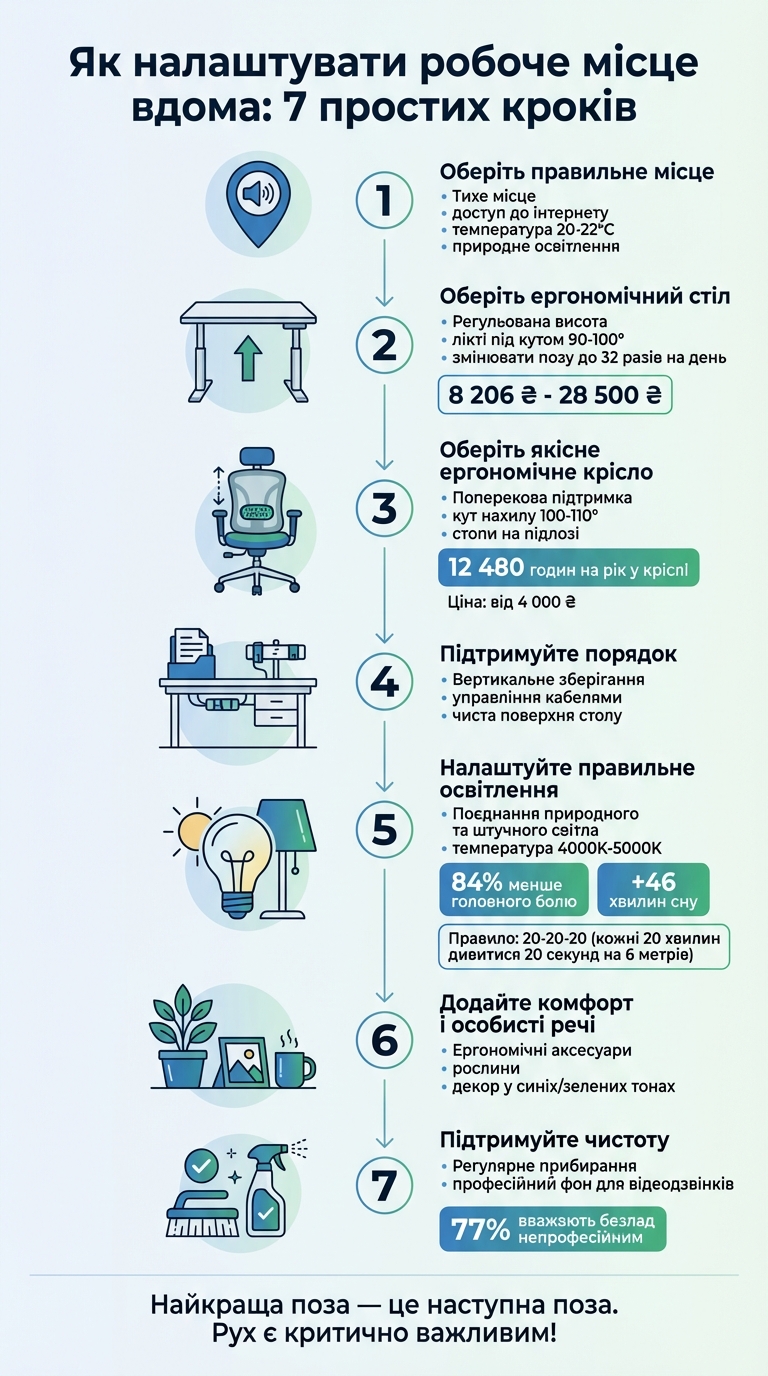 7 кроків налаштування ергономічного робочого місця вдома