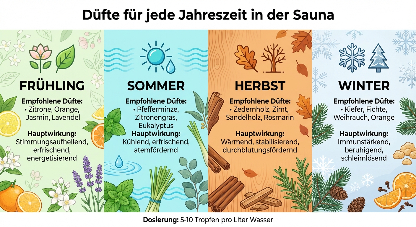 Saisonale Düfte für die Sauna: Empfohlene ätherische Öle und ihre Wirkung