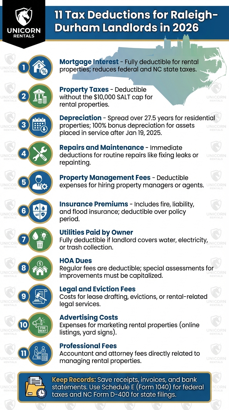 11 Tax Deductions for Raleigh-Durham Landlords in 2026