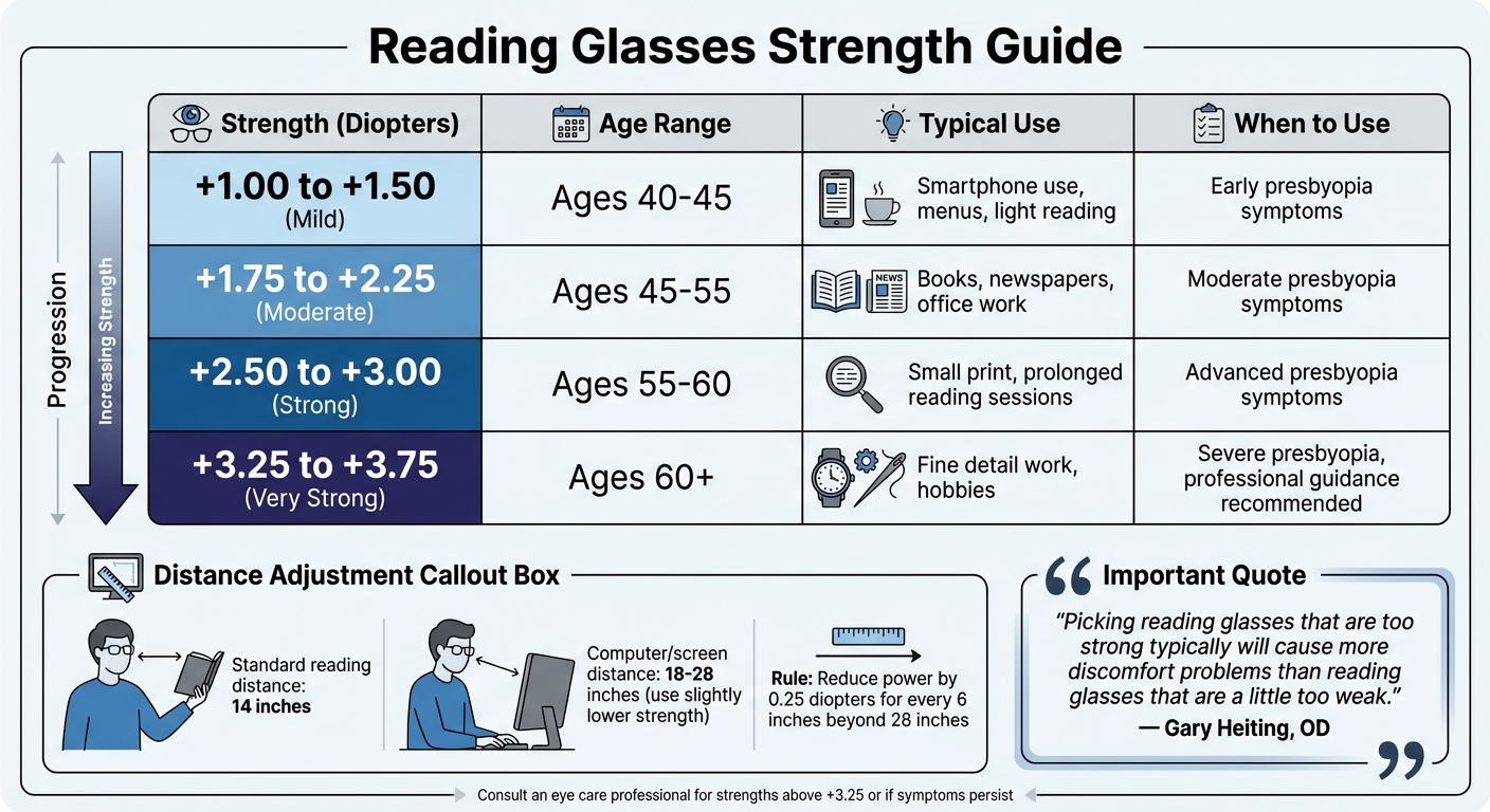 Reading Glasses Strength Guide by Age and Use