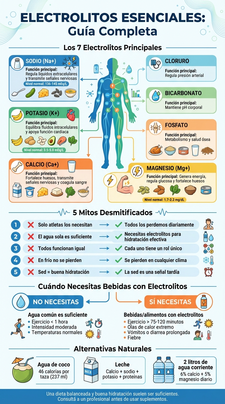Guía completa de electrolitos: funciones, fuentes alimentarias y niveles normales