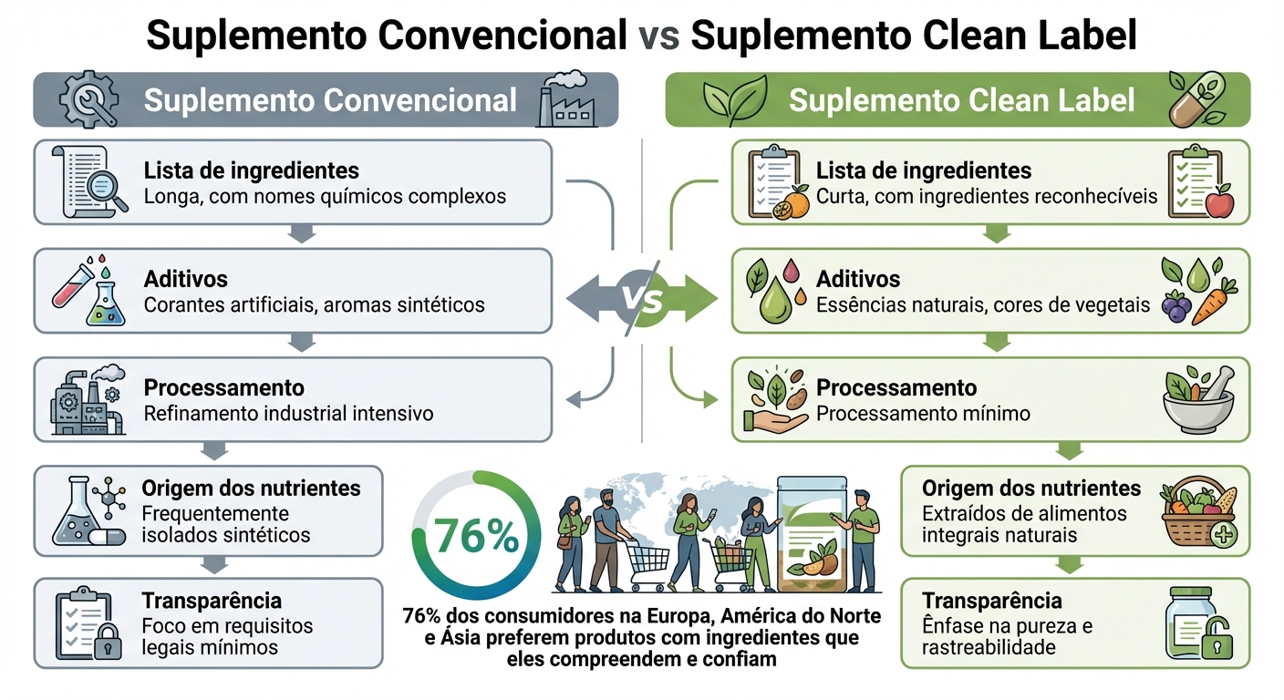 Comparação entre Suplementos Convencionais e Clean Label