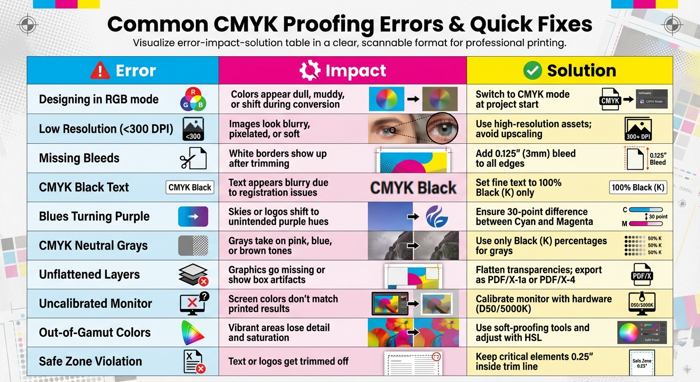 Common CMYK Proofing Errors and Quick Fixes Reference Guide
