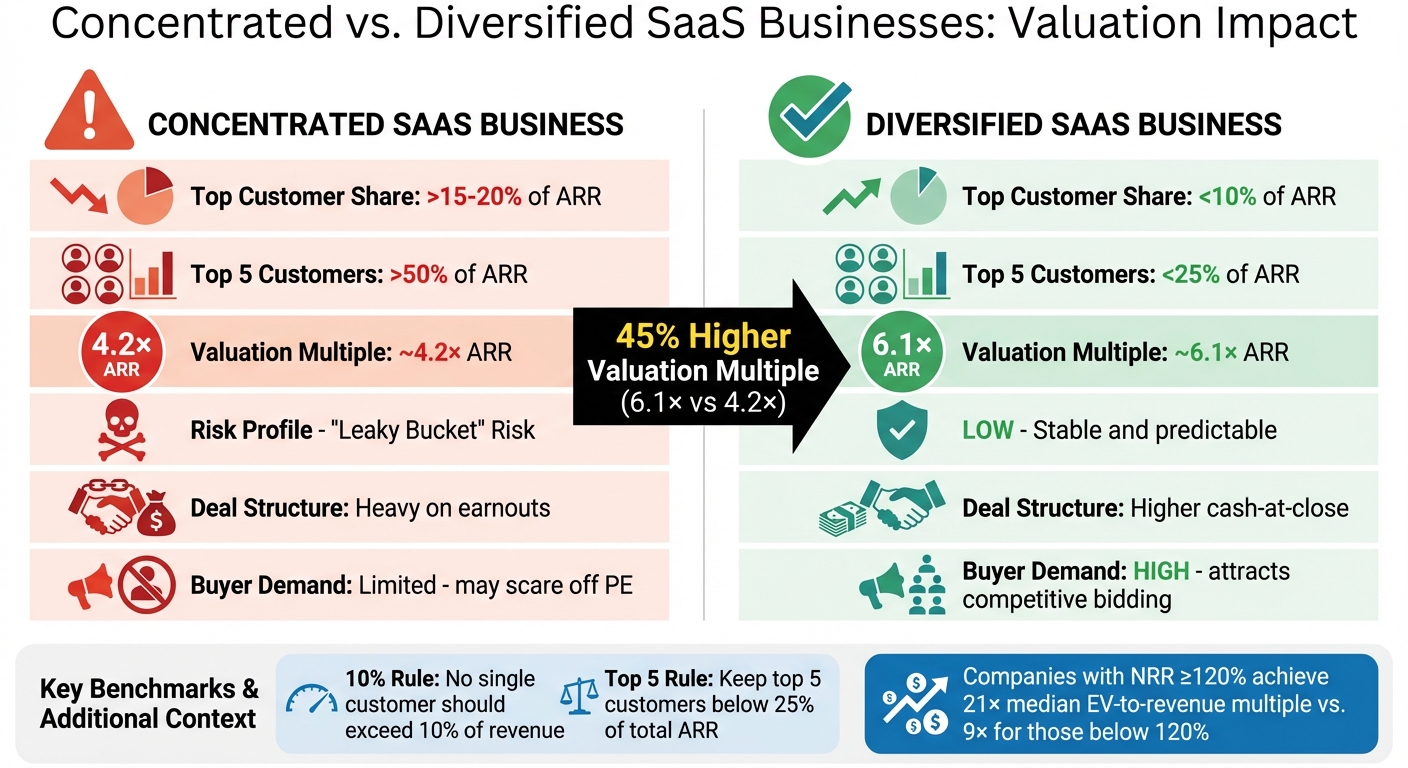 Concentrated vs Diversified SaaS Business Valuation Metrics Comparison
