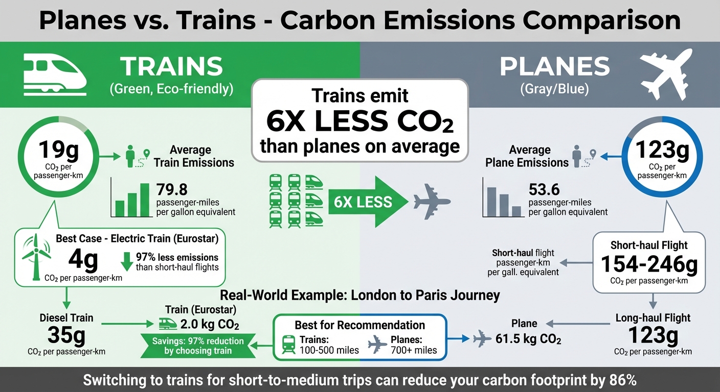 Planes vs Trains CO2 Emissions Comparison Chart