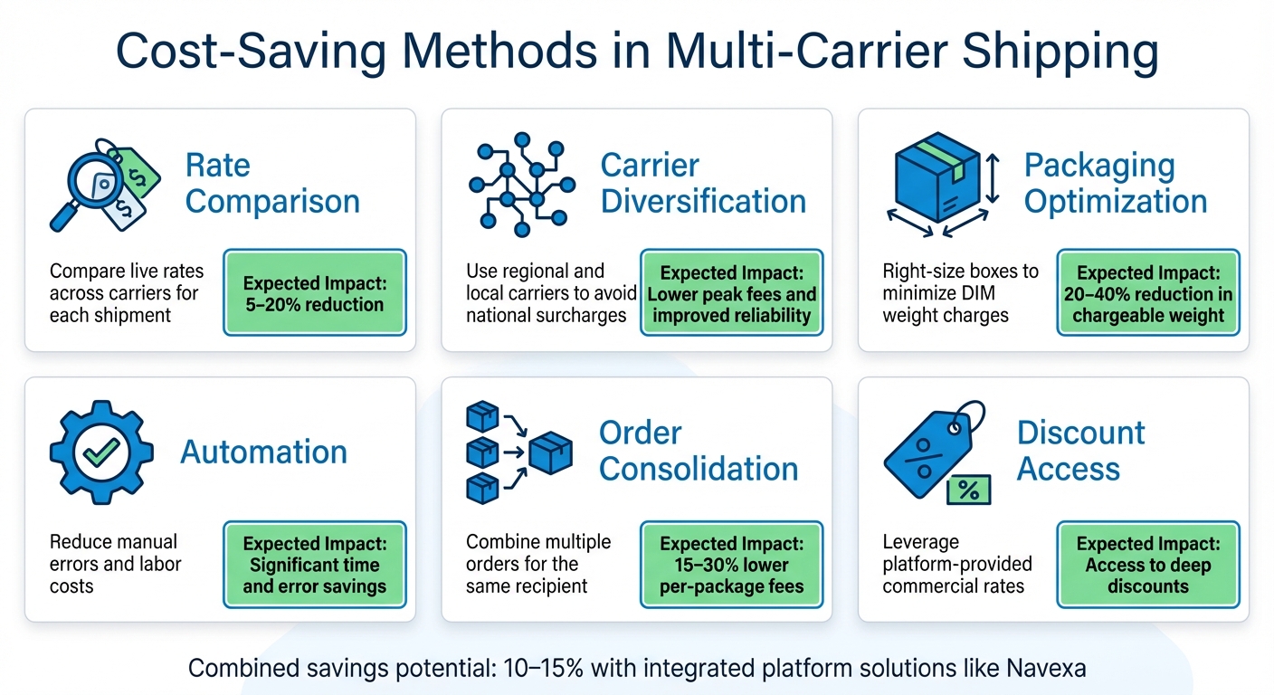 Multi-Carrier Shipping Cost Reduction Methods and Expected Savings