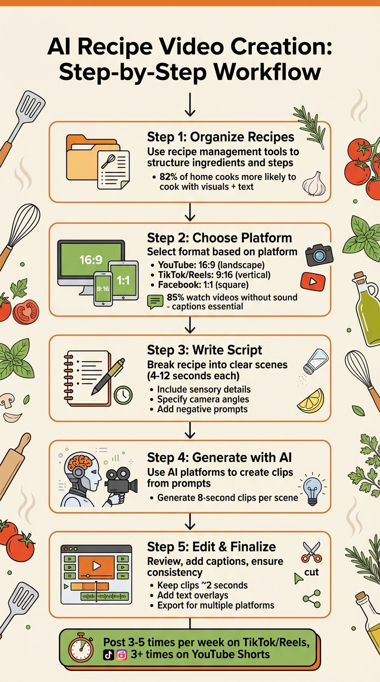 5-Step AI Recipe Video Creation Workflow
