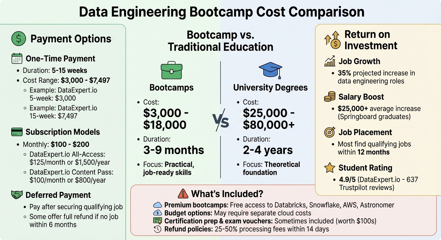 Data Engineering Bootcamp Comparison: Cost, Duration, and Payment Options