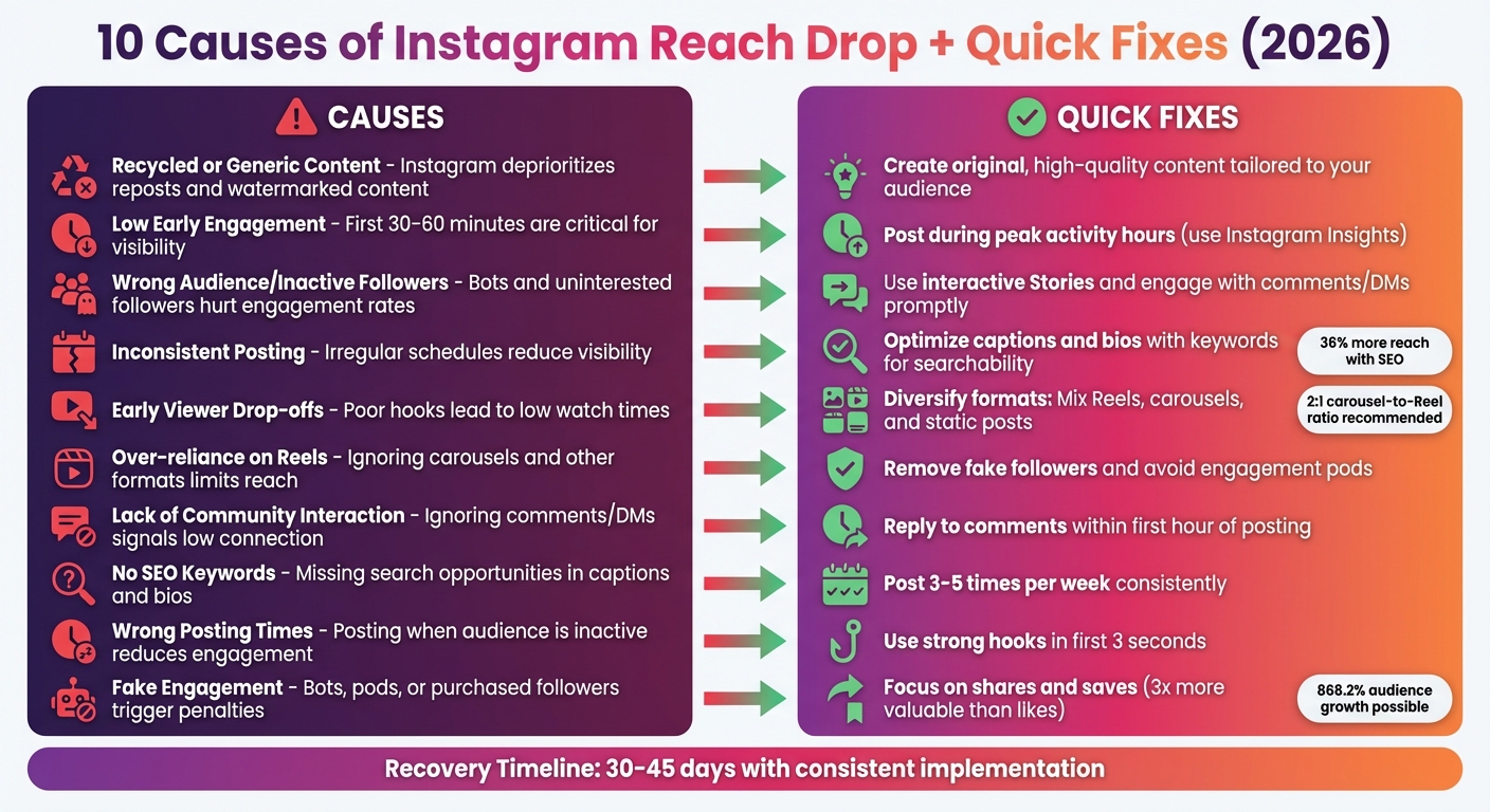 10 Causes of Instagram Reach Drop and Quick Fixes for 2026