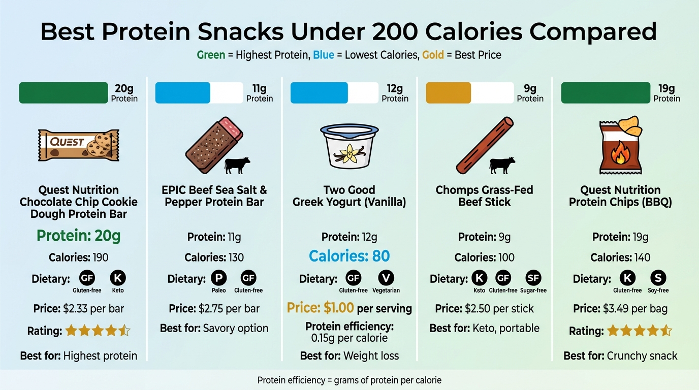 Protein Snacks Under 200 Calories Comparison Chart