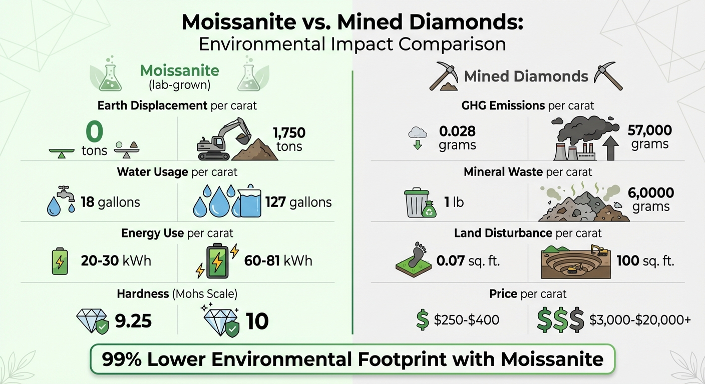 Moissanite vs Mined Diamonds Environmental Impact Comparison