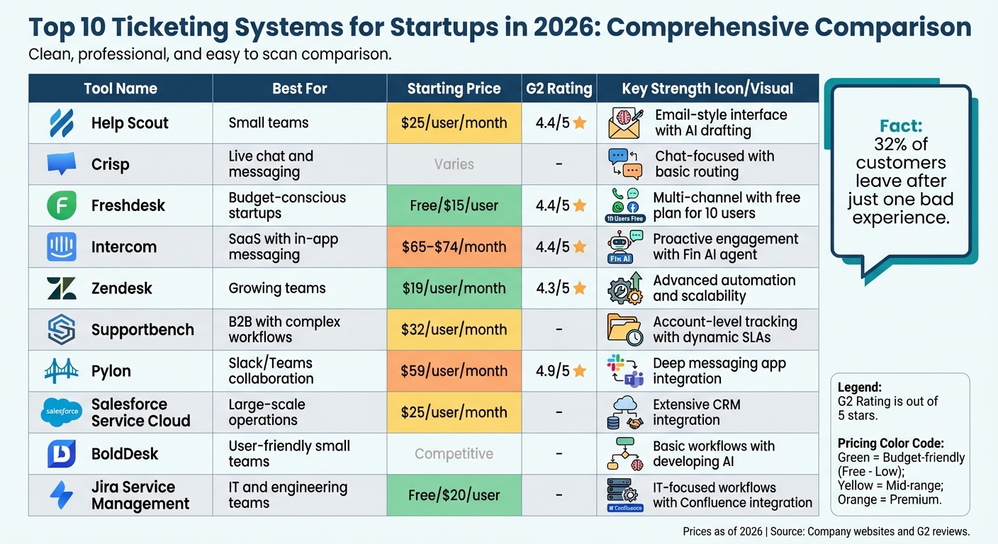 Top 10 Ticketing Systems for Startups: Features and Pricing Comparison 2026
