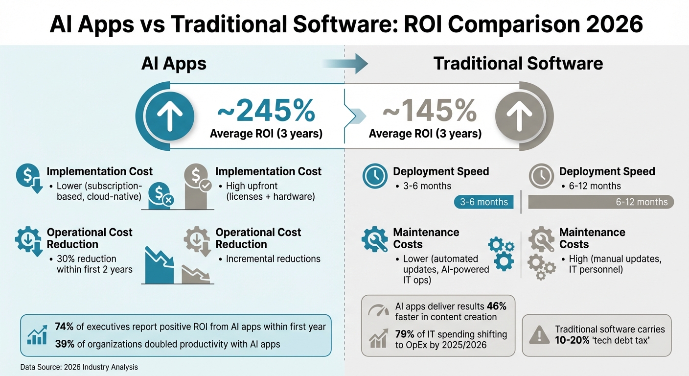 AI Apps vs Traditional Software ROI Comparison 2026