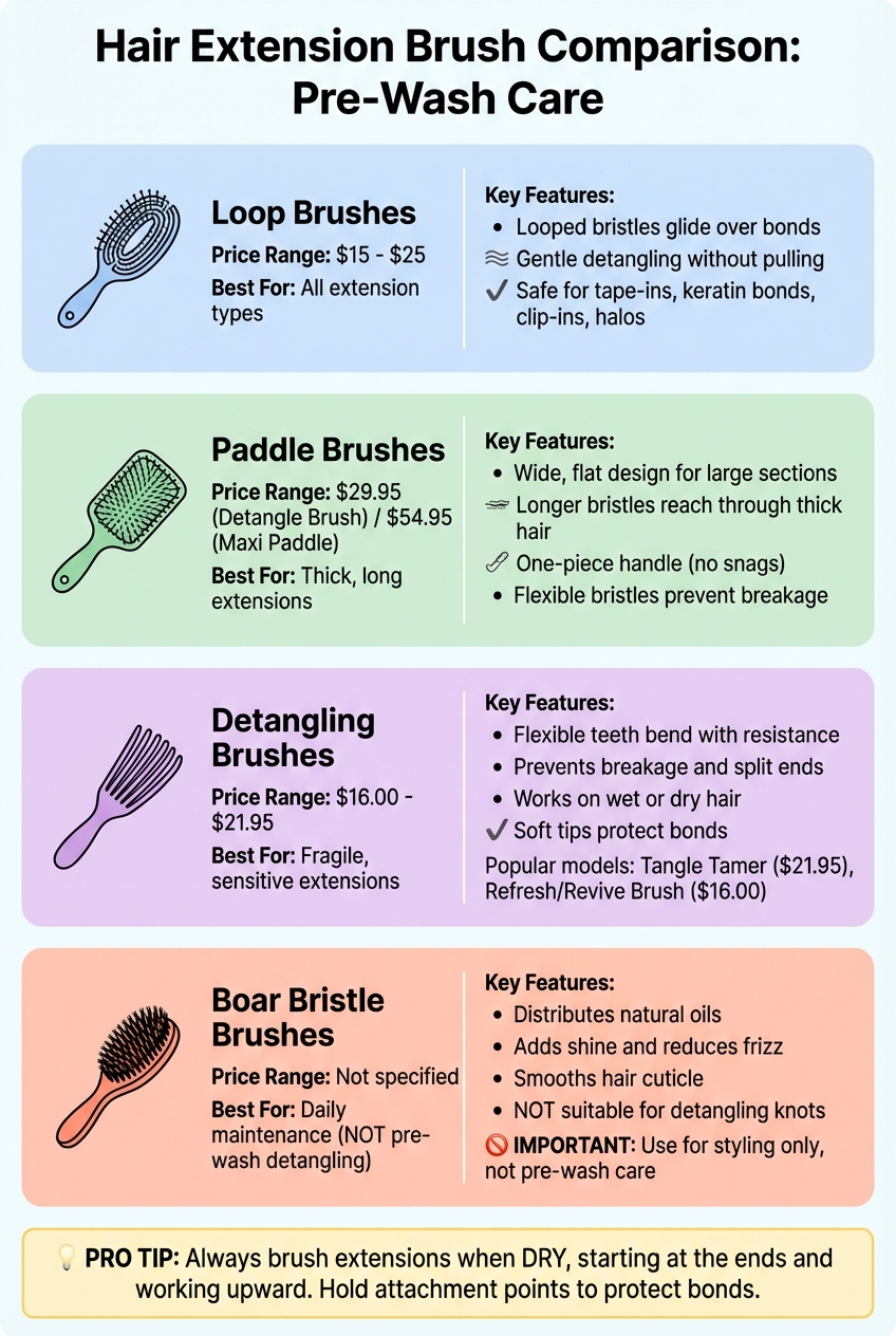 Hair Extension Brush Comparison Guide: Types, Prices, and Best Uses