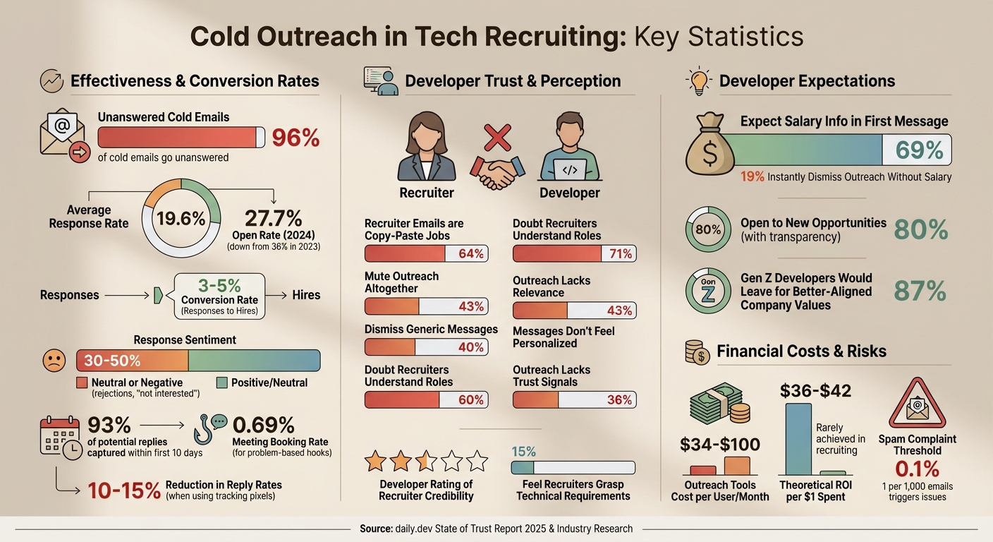 Cold Outreach Statistics: Response Rates, Costs, and Developer Trust in Tech Recruiting
