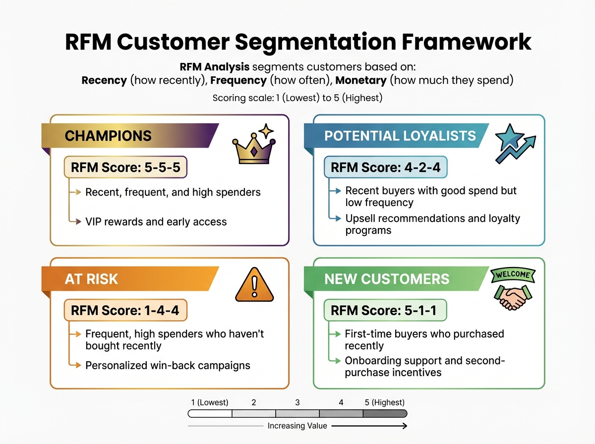 RFM Customer Segmentation Framework with Scores and Marketing Strategies