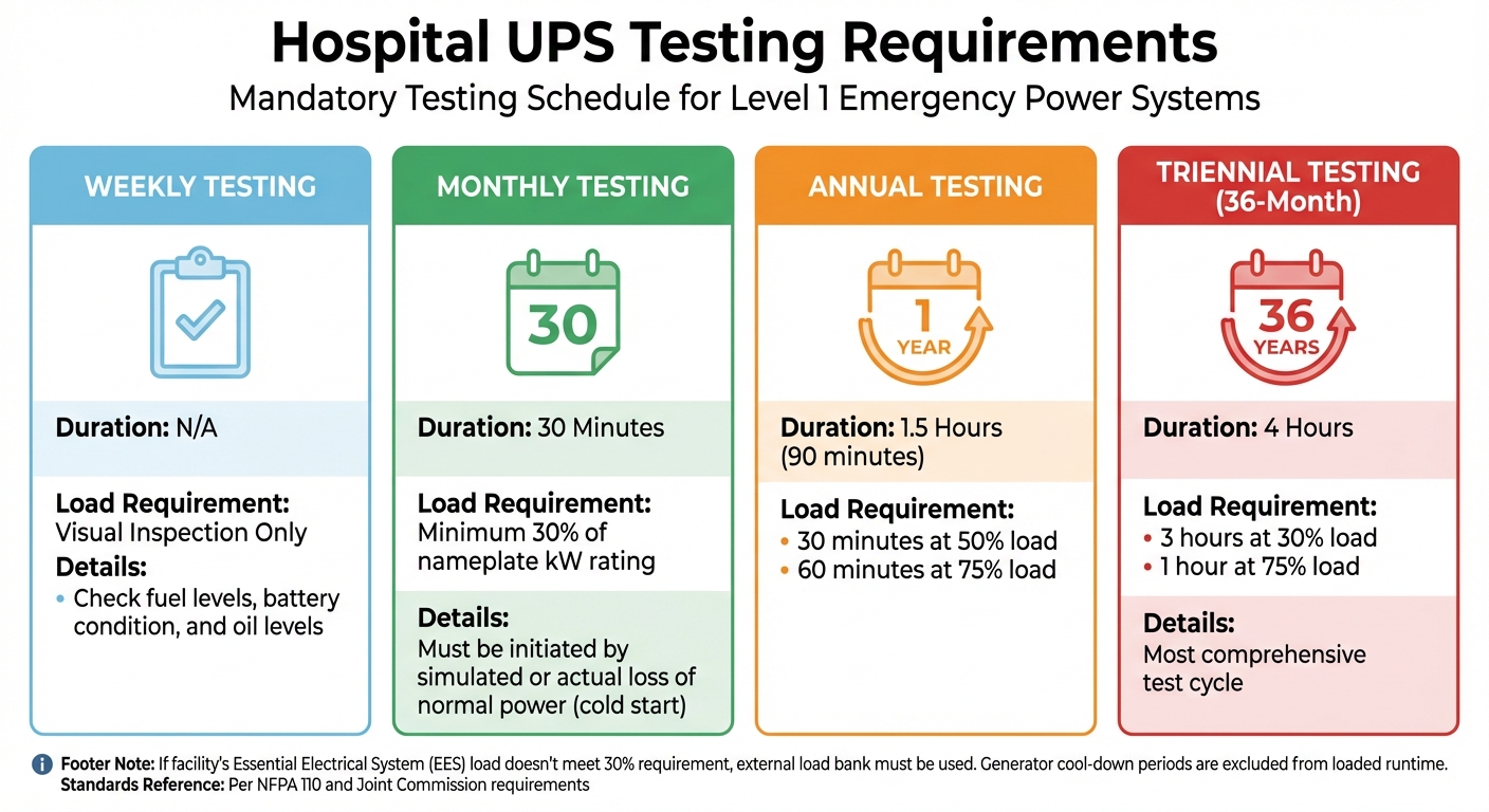 Hospital UPS Testing Schedule and Load Requirements by Frequency