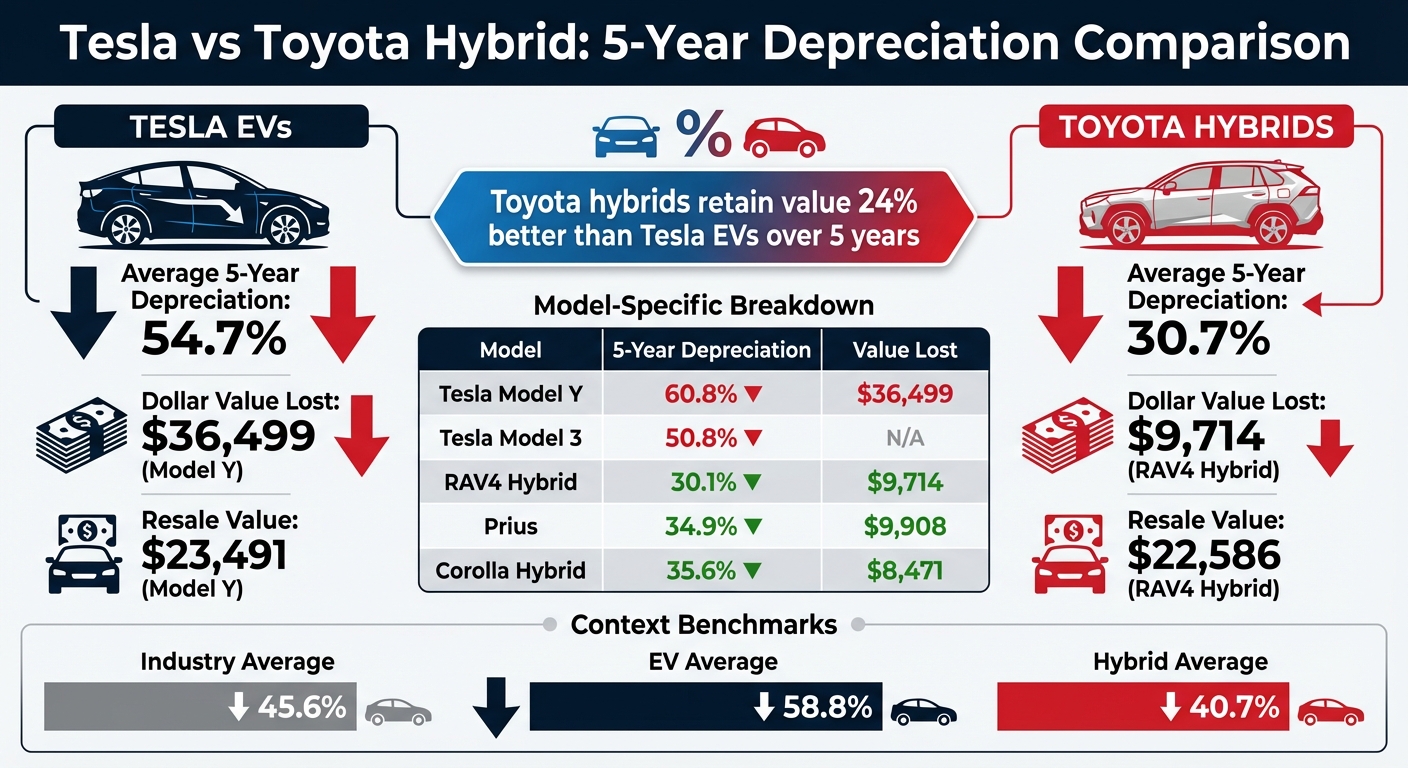 Tesla vs Toyota Hybrid 5-Year Depreciation Comparison