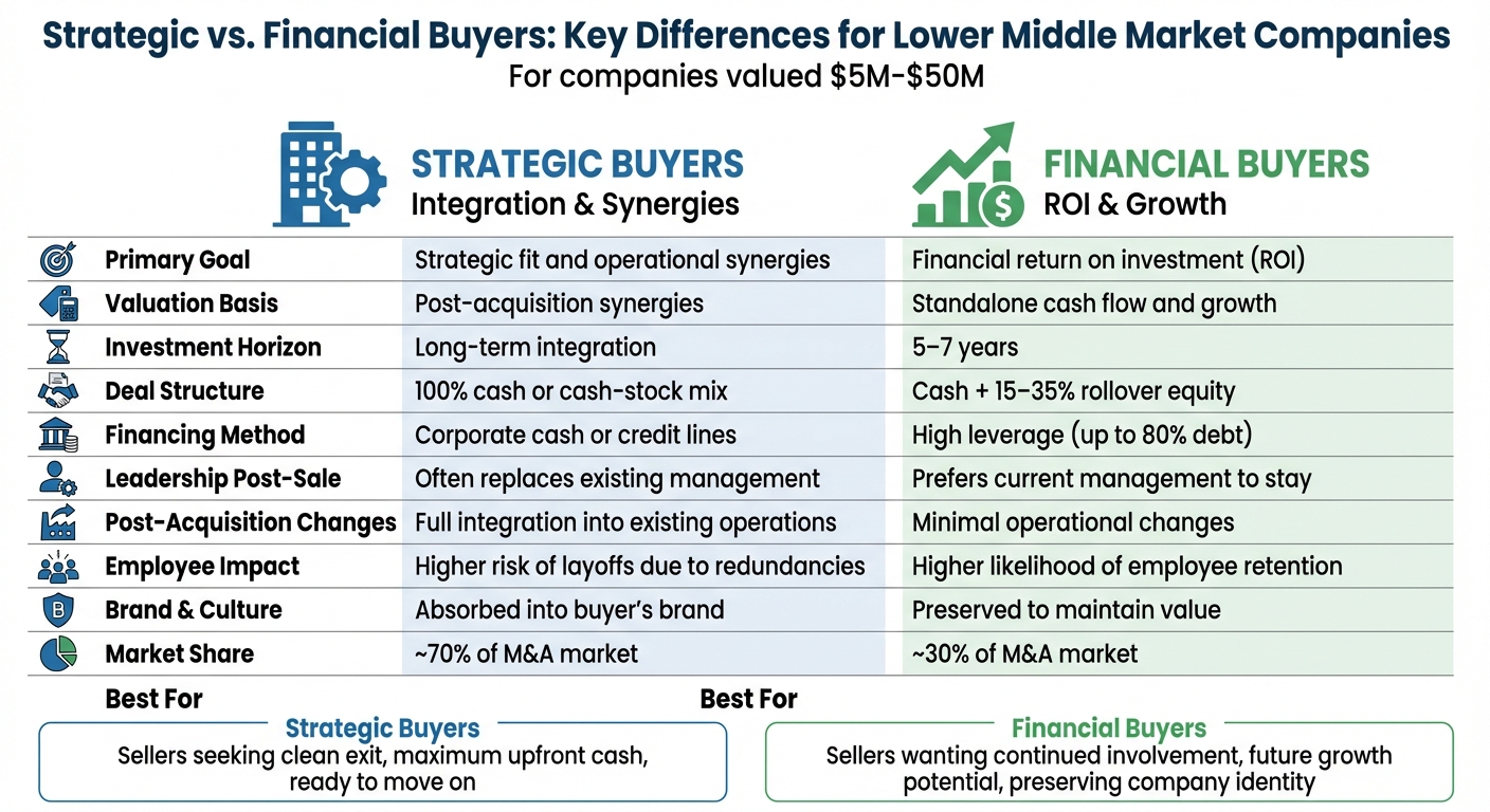 Strategic vs Financial Buyers: Key Differences for Lower Middle Market Companies