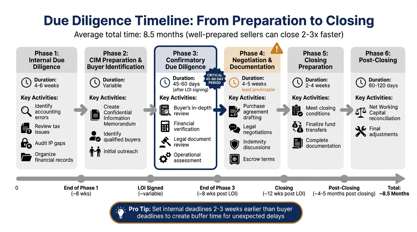 Due Diligence Timeline for Lower Middle Market Companies
