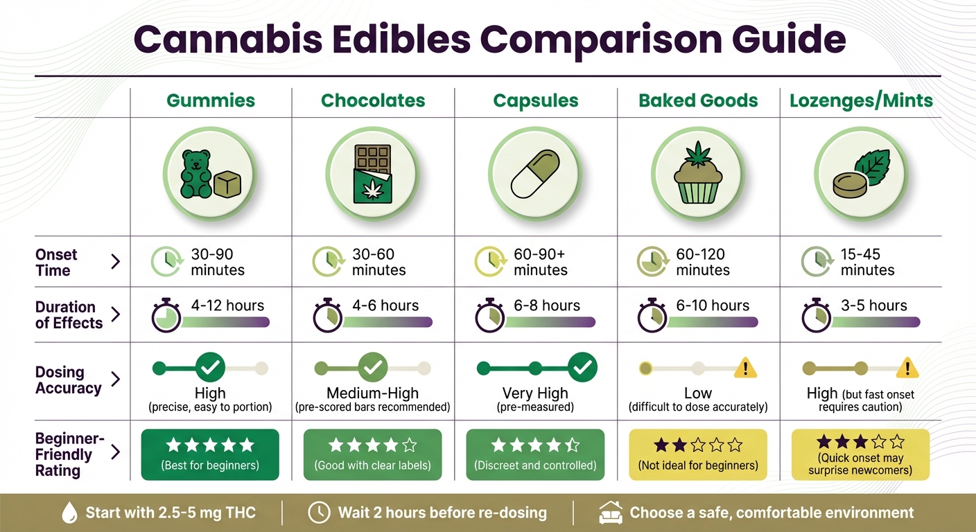 Cannabis Edibles Comparison: Onset Time, Duration, and Dosing Guide