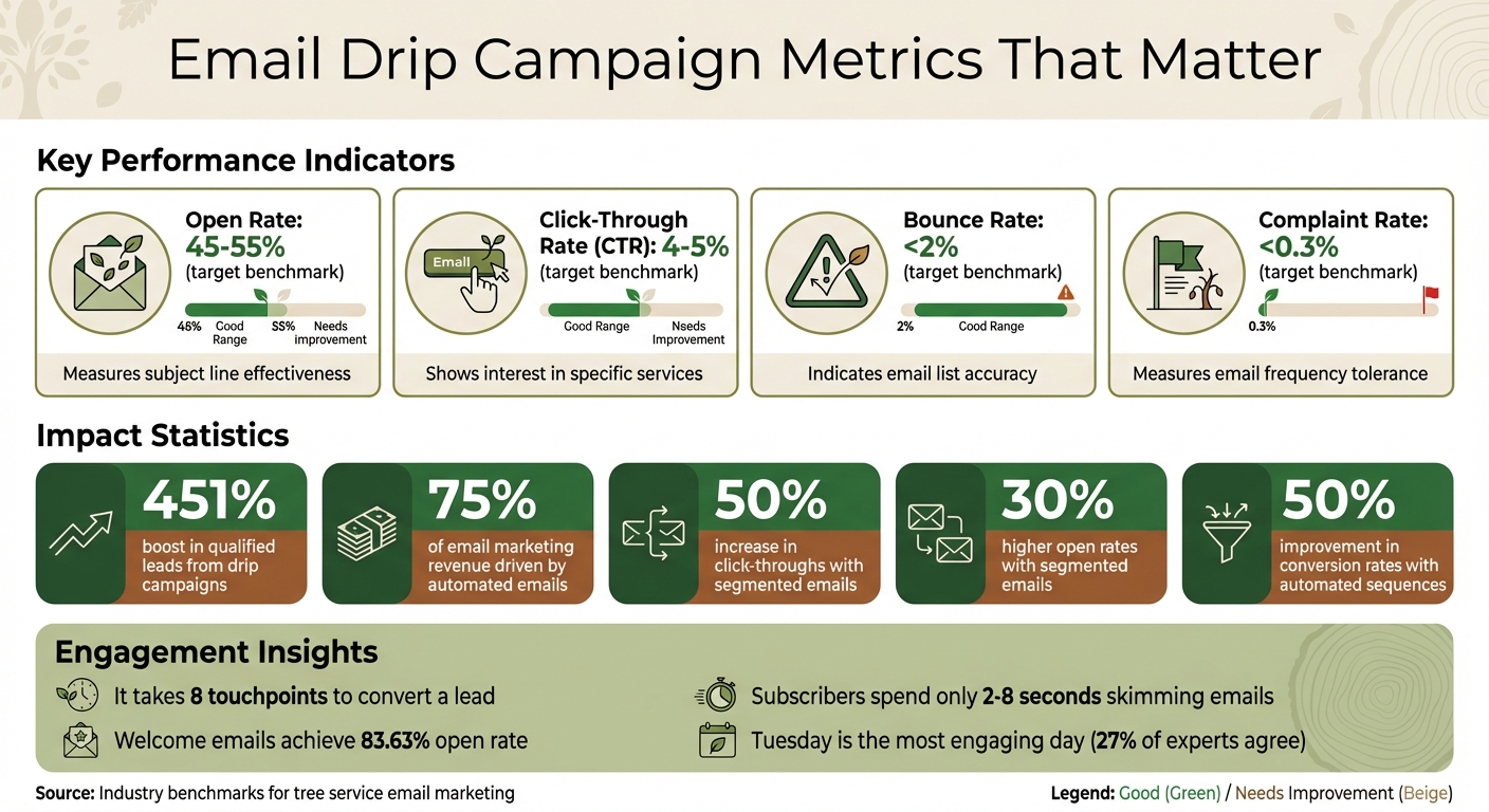 Email Drip Campaign Performance Metrics and Benchmarks for Tree Services