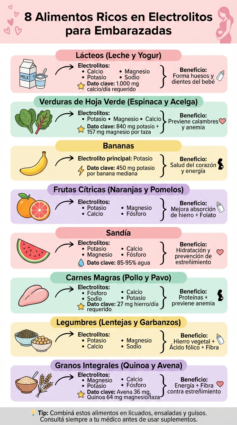 8 alimentos ricos en electrolitos esenciales para embarazadas