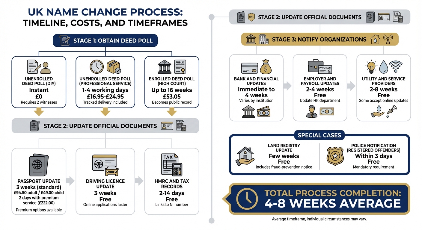 UK Name Change Process Timeline and Costs