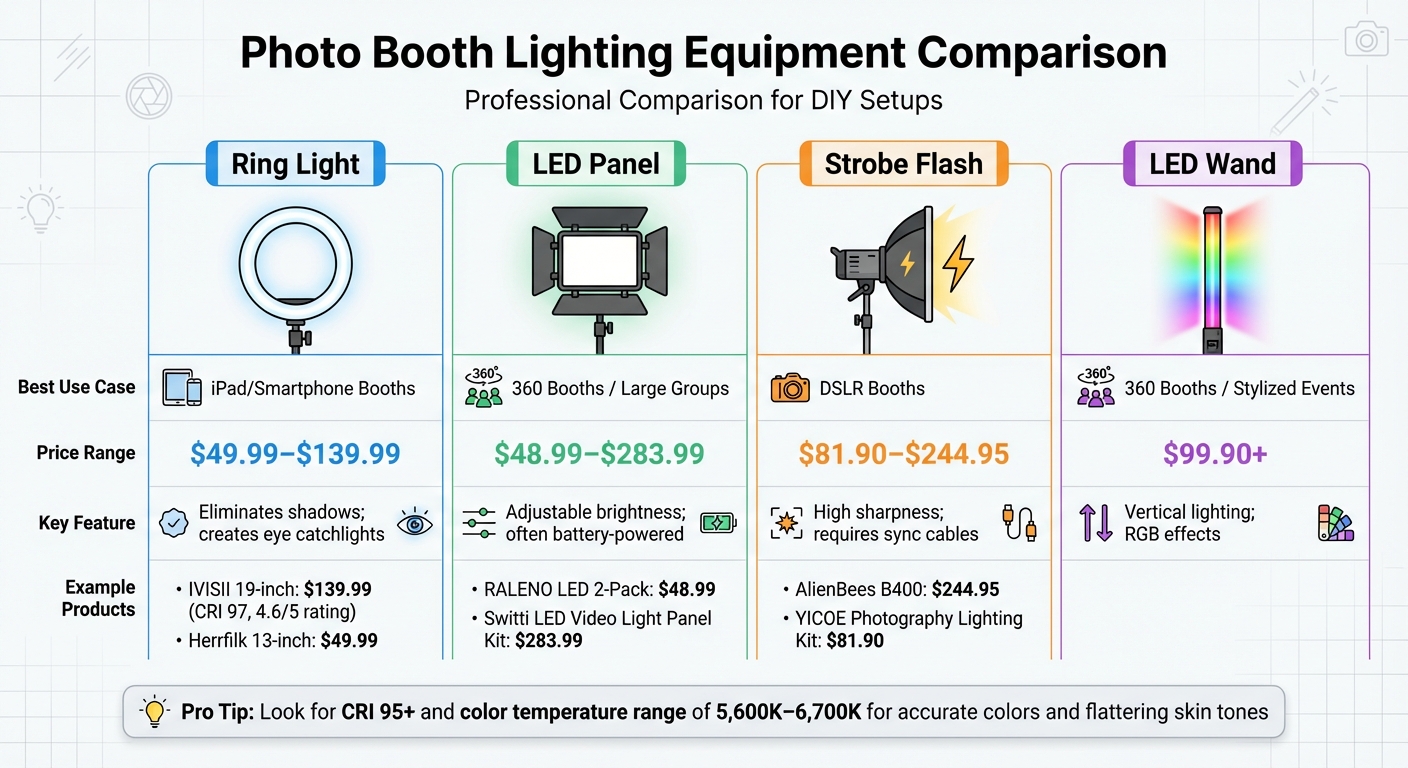 DIY Photo Booth Lighting Equipment Comparison Guide
