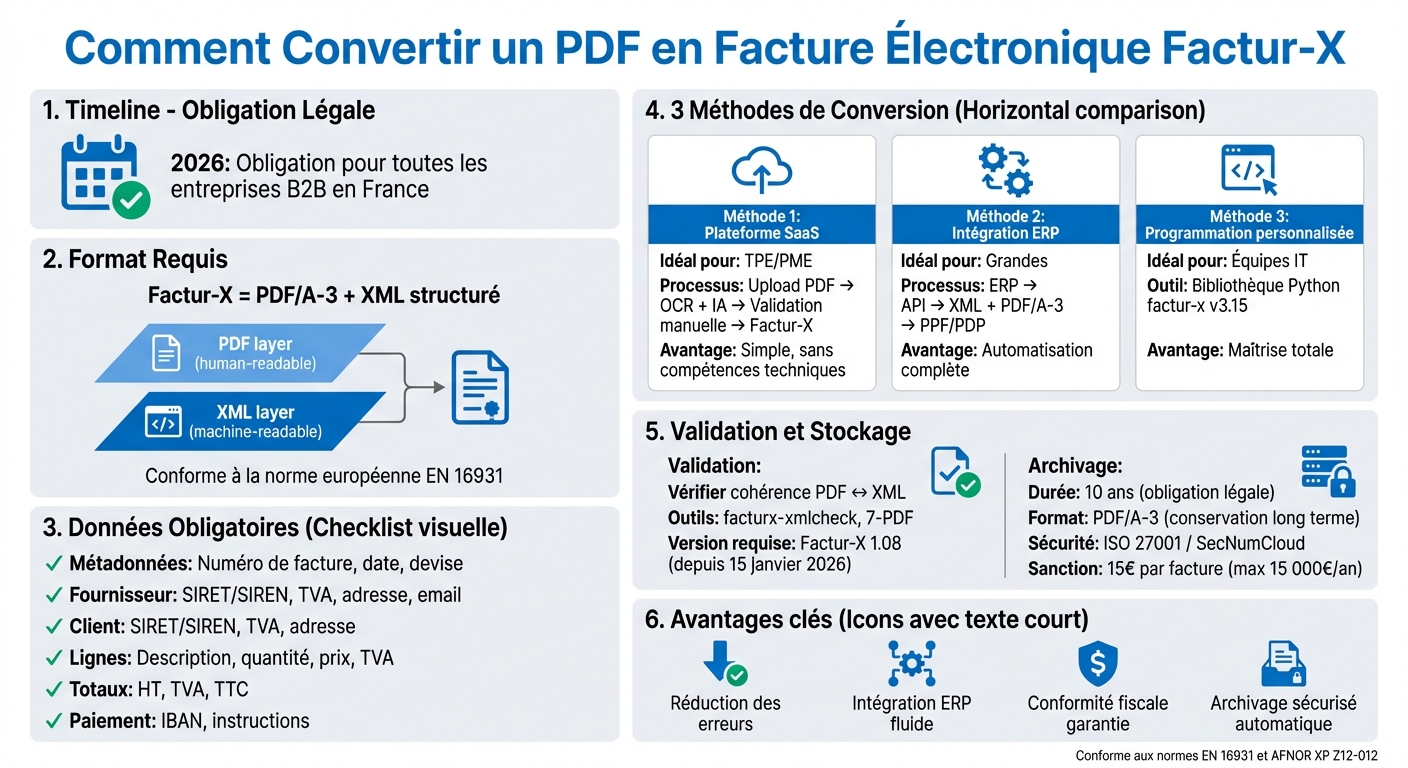 Guide de conversion PDF vers Factur-X : étapes et méthodes