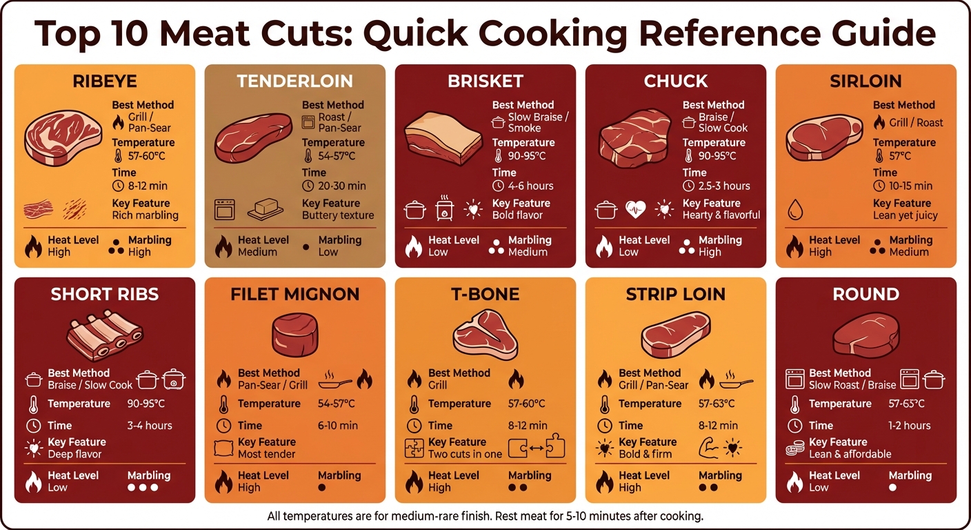 Meat Cuts Cooking Guide: Methods, Temperatures & Times