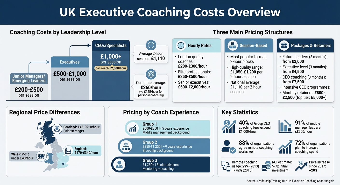 UK Executive Coaching Costs by Leadership Level and Pricing Model