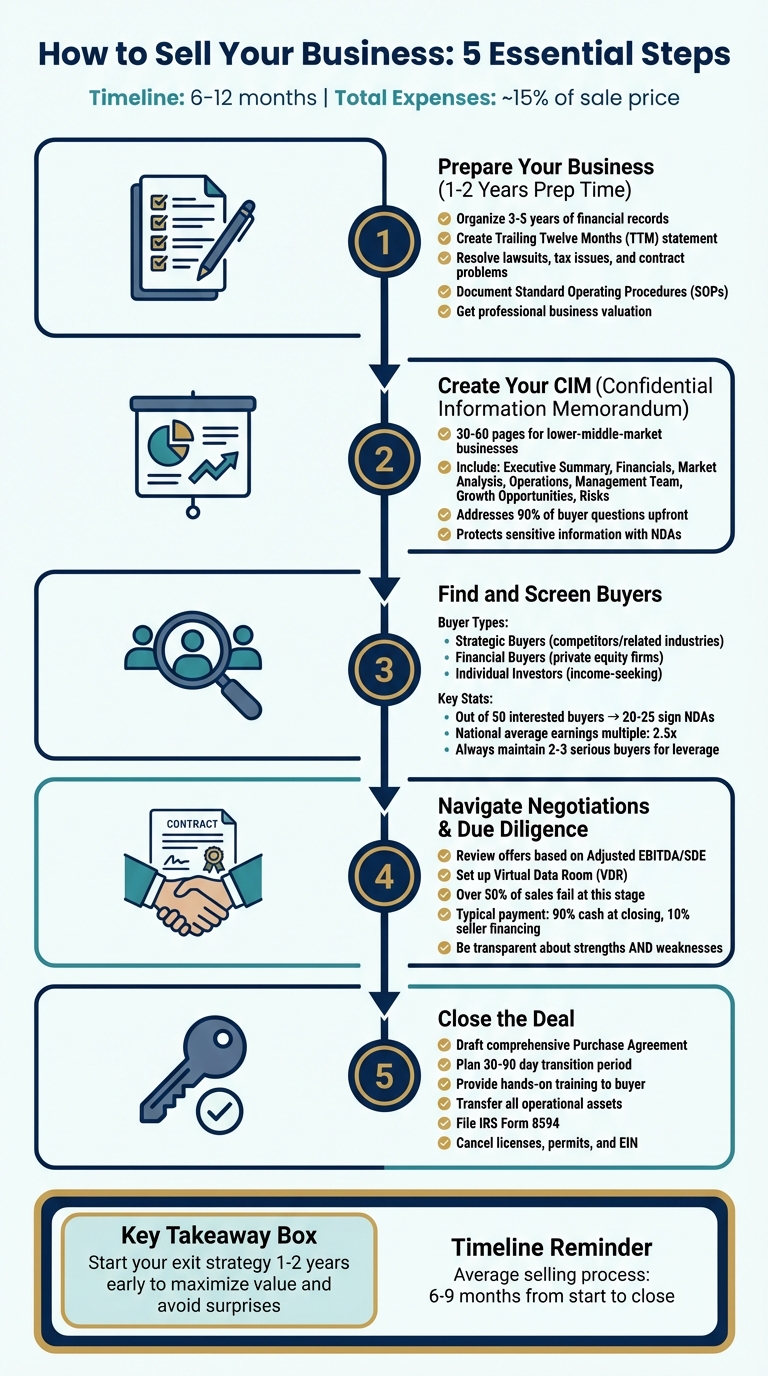 5 Steps to Sell Your Business: Complete Timeline and Checklist