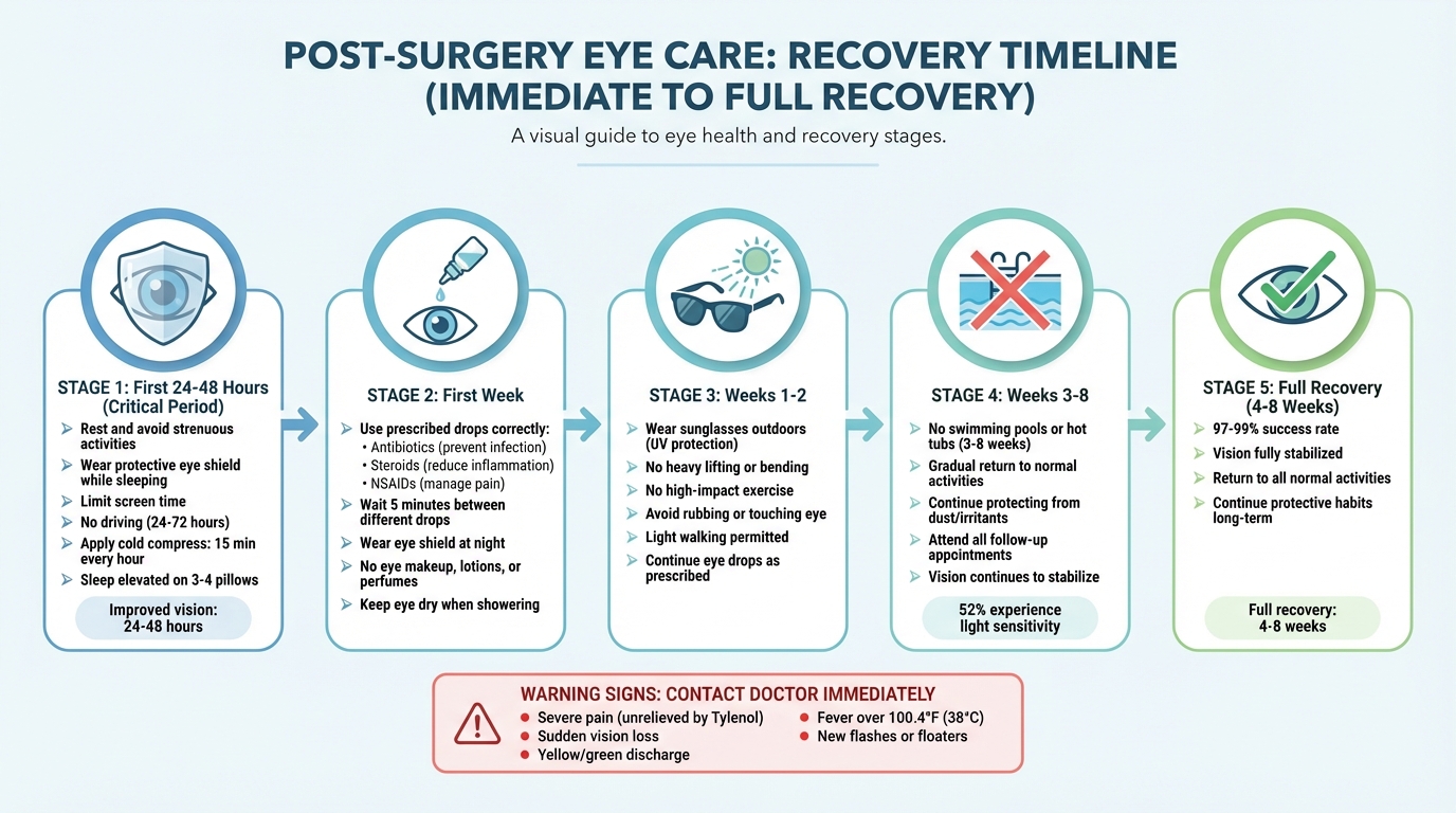 Post-Surgery Eye Care Recovery Timeline: First 48 Hours to 8 Weeks