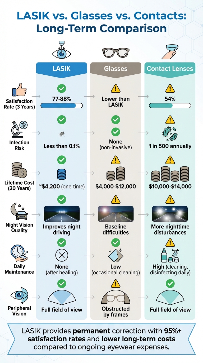 LASIK vs Glasses vs Contacts: Long-Term Comparison Chart