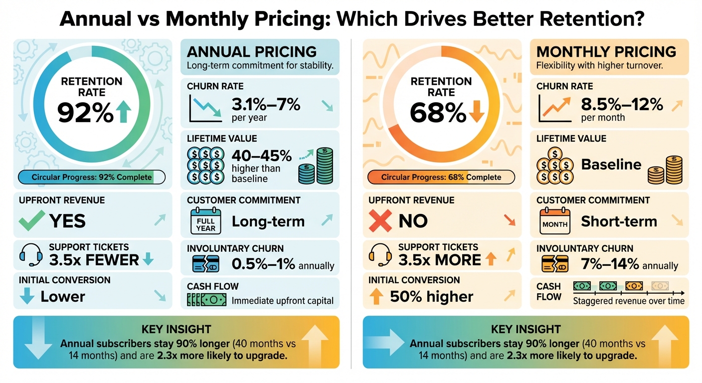Annual vs Monthly Pricing: Retention Rates and Key Metrics Comparison
