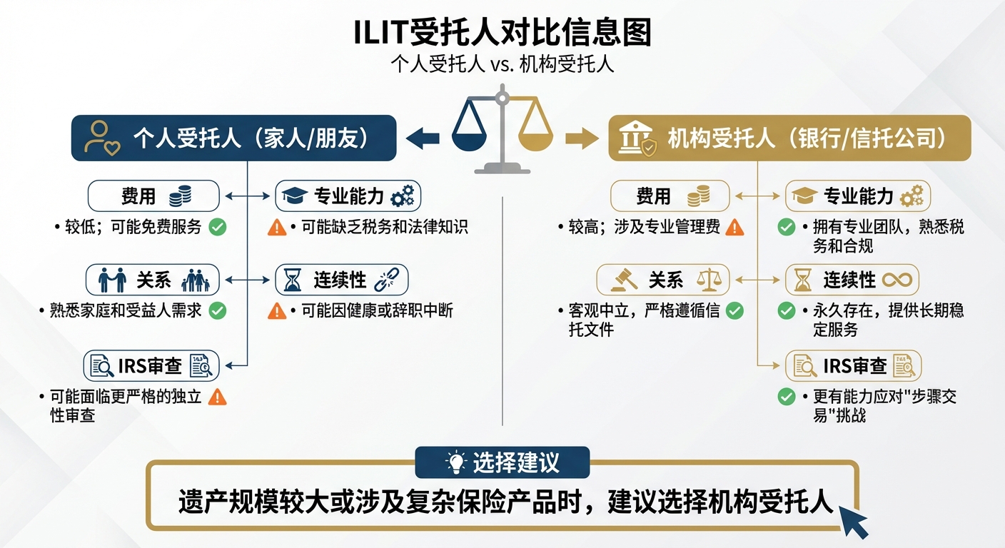 个人受托人与机构受托人对比：ILIT受托人选择指南
