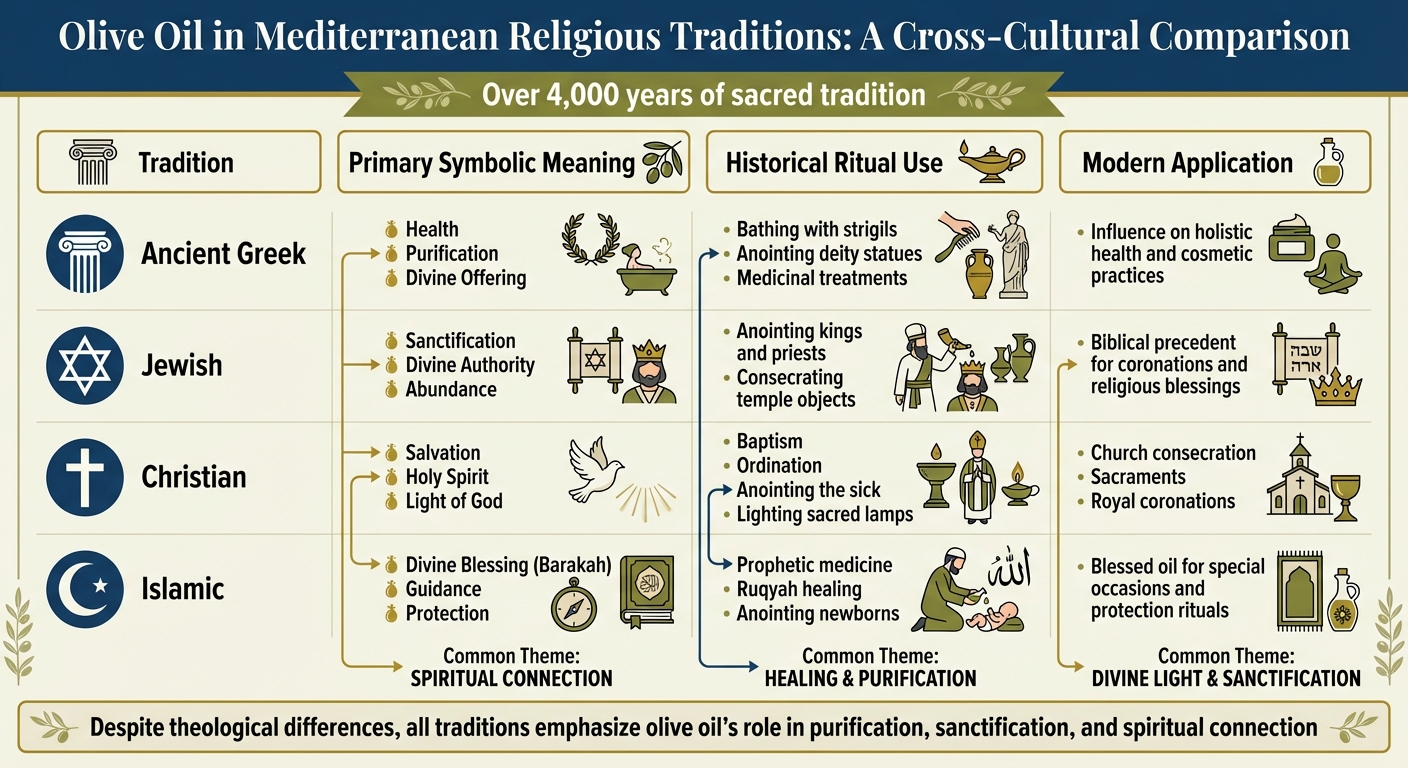Symbolism and Uses of Olive Oil Across Mediterranean Religious Traditions