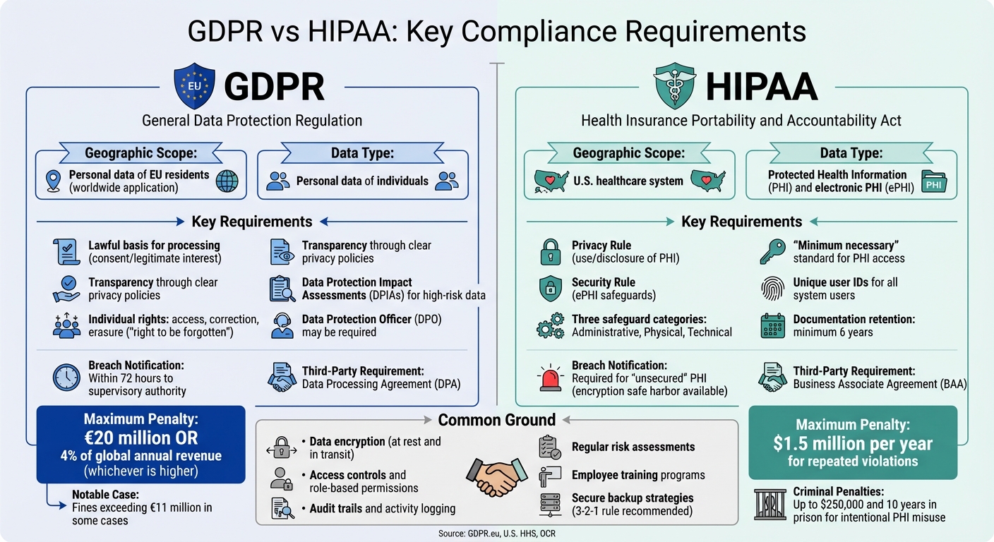 GDPR vs HIPAA Data Compliance Requirements Comparison