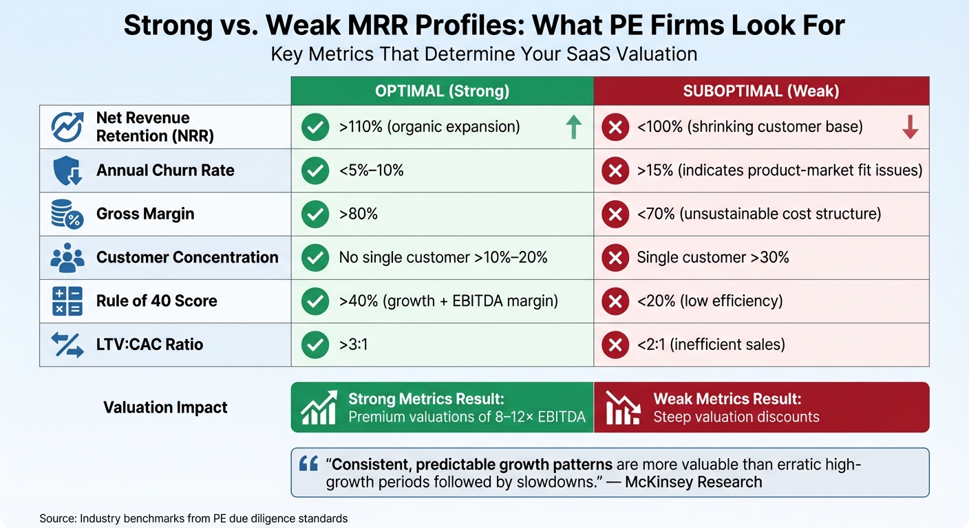 Strong vs Weak SaaS MRR Metrics: PE Firm Benchmarks