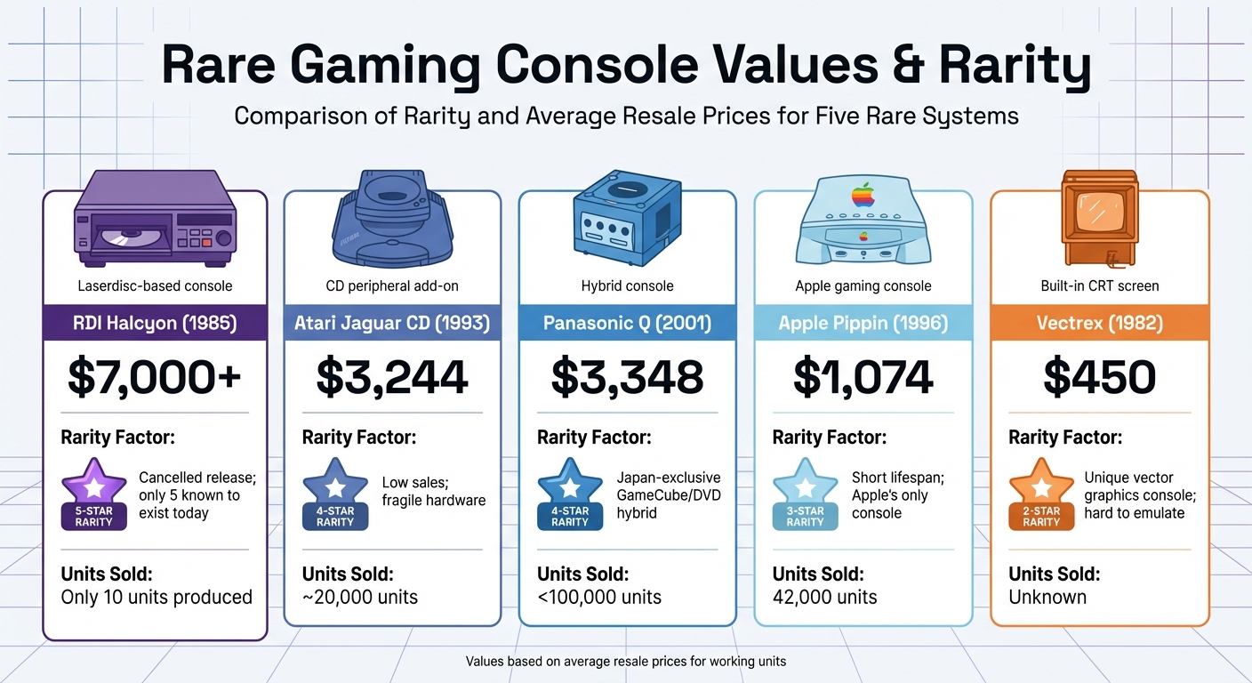 Rare Gaming Console Values and Rarity Comparison Chart