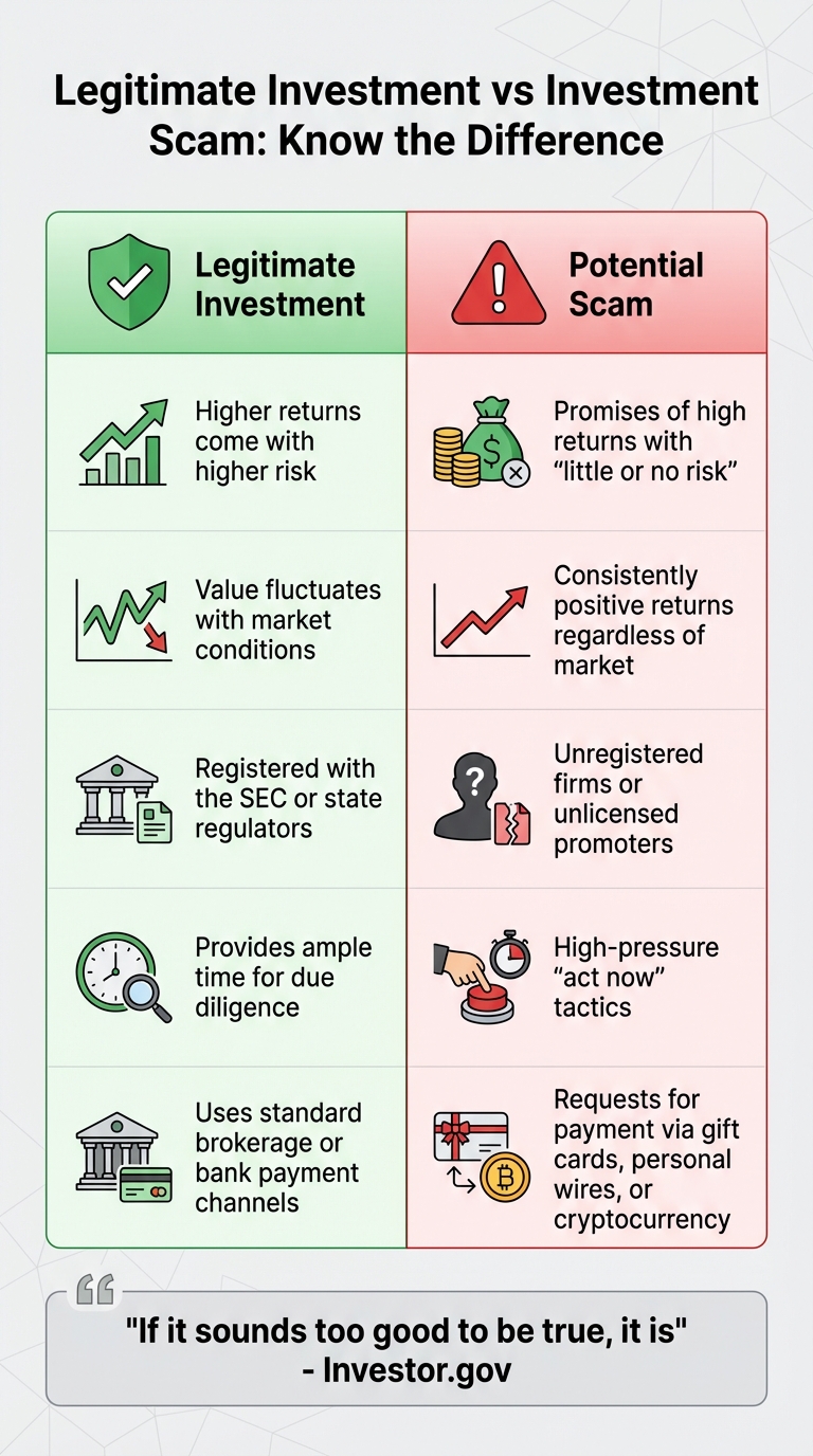 Legitimate Investment vs Investment Scam Warning Signs