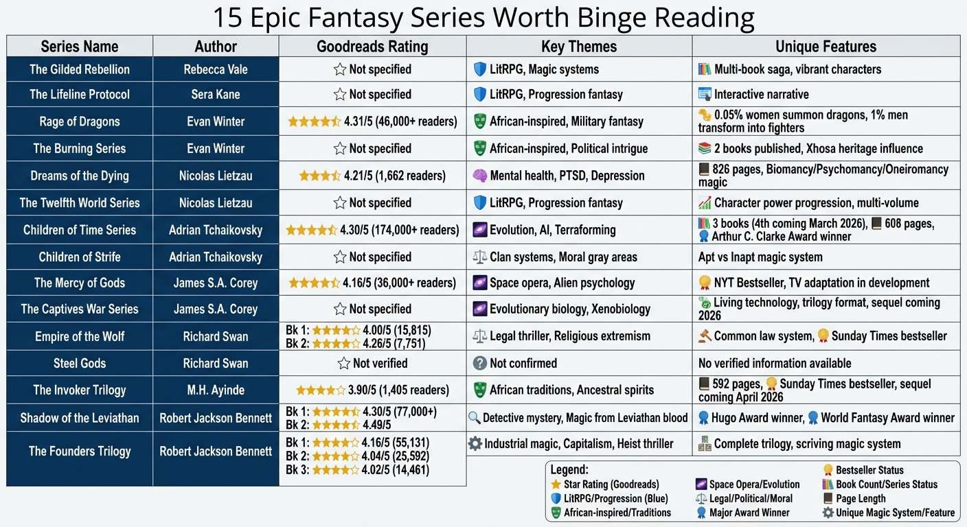 15 Epic Fantasy Series Comparison: Ratings, Themes, and Key Features