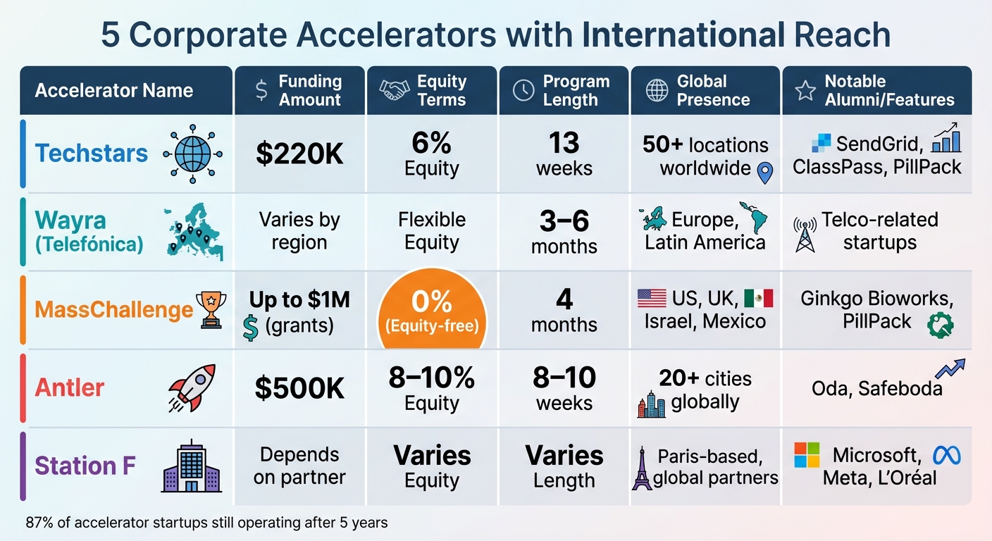 5 Corporate Accelerators with International Reach 1 Corporate Accelerators Comparison: Funding, Equity & Global Reach