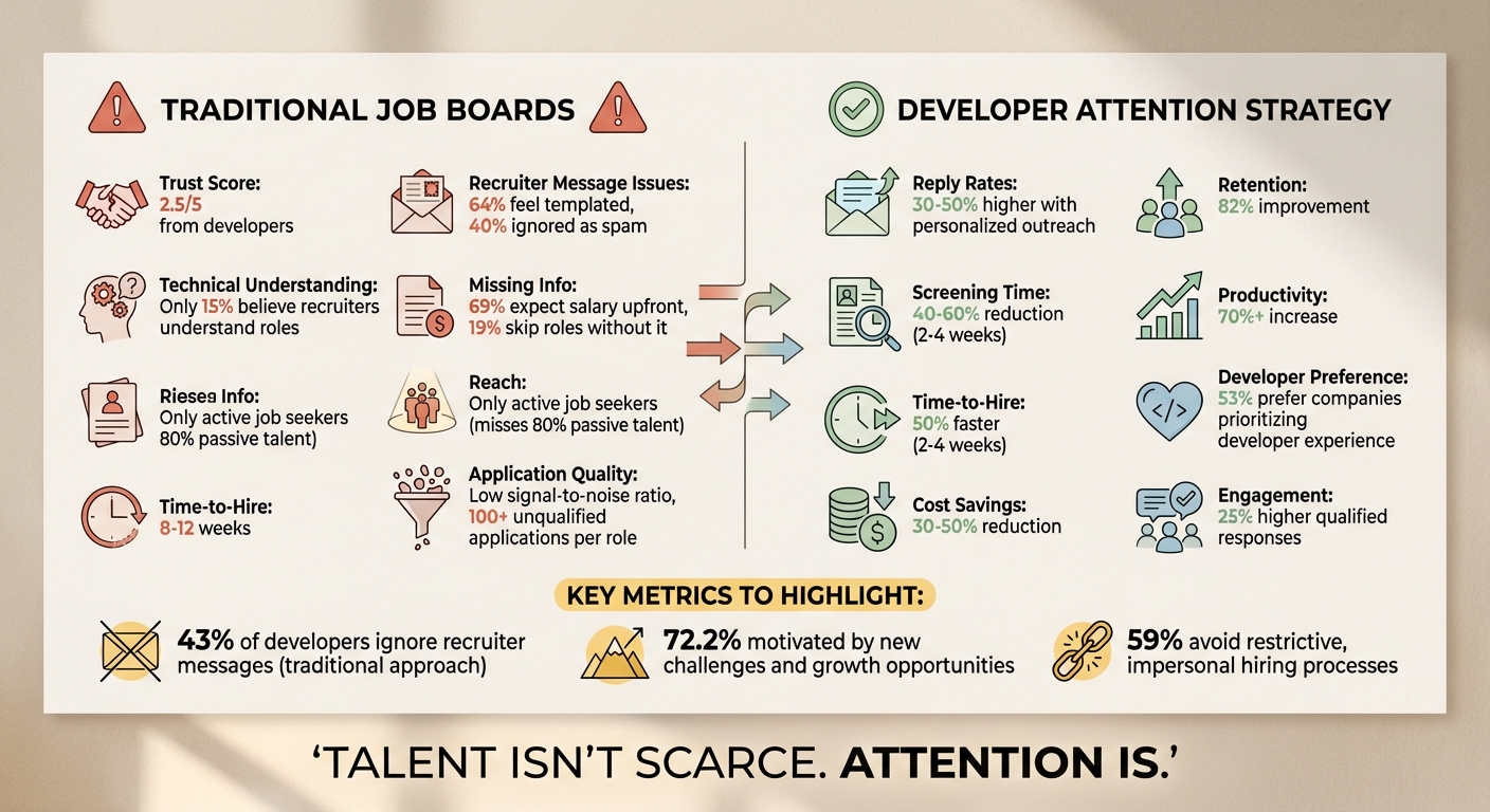 Job Boards vs Developer Attention: Recruitment Strategy Comparison