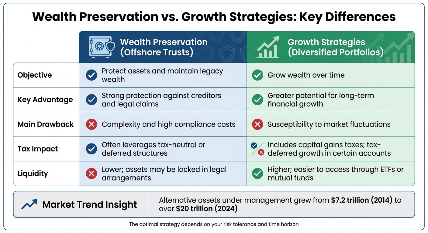 Wealth Preservation vs Growth Strategies Comparison Chart