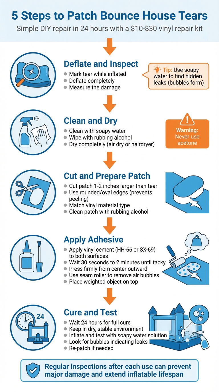 5-Step Bounce House Repair Process: From Tear Detection to Testing