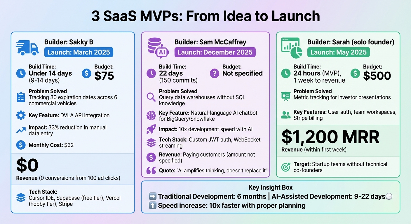 SaaS MVP Build Comparison: 3 Projects, Timelines, Costs, and Revenue