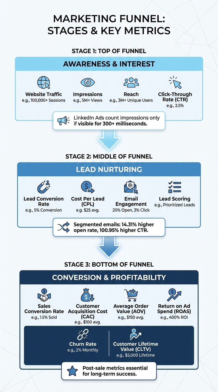 Marketing Funnel Metrics by Stage: Top, Middle, and Bottom of Funnel KPIs